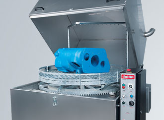 Lavadora automática para piezas con cesta rotativa